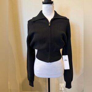 NWT Alo Scholar Knit Cropped Full Zip Jacket